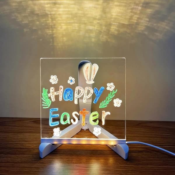 DIY LED-tegnebrett for barn med akrylskriveflate og sterkt LED-lys, egnet for bruk om natten (20 * 20 cm)