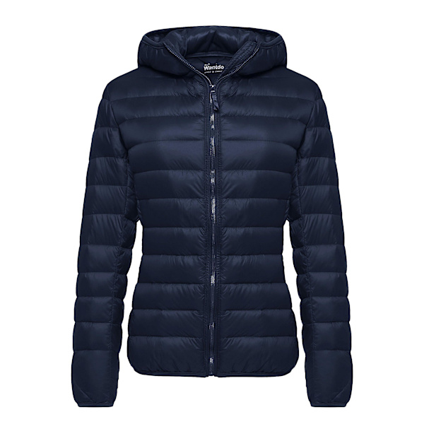 Damjacka med luva, lättviktsdunjacka, vindtät, packbar, tunn passform, ytterkläder, 3XL, marinblå 3XL Navy