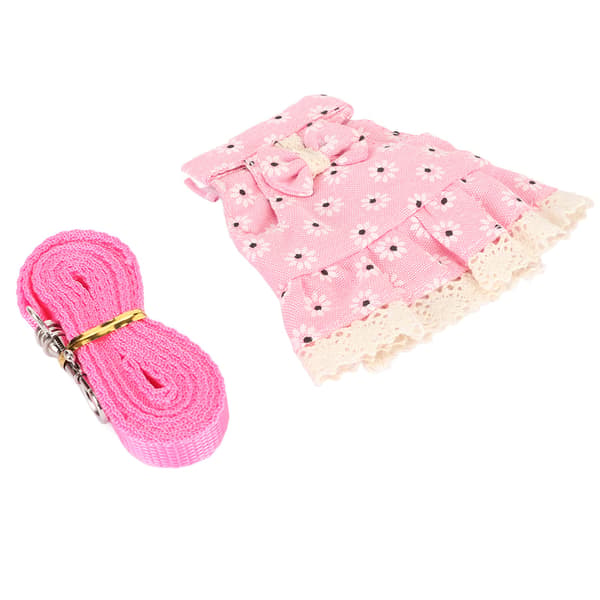 Rabbit Dress Leash Soft Adjustable Cute Small Pet Clothes with Drawstring for Ferret Guinea Pig Hamster M Pink