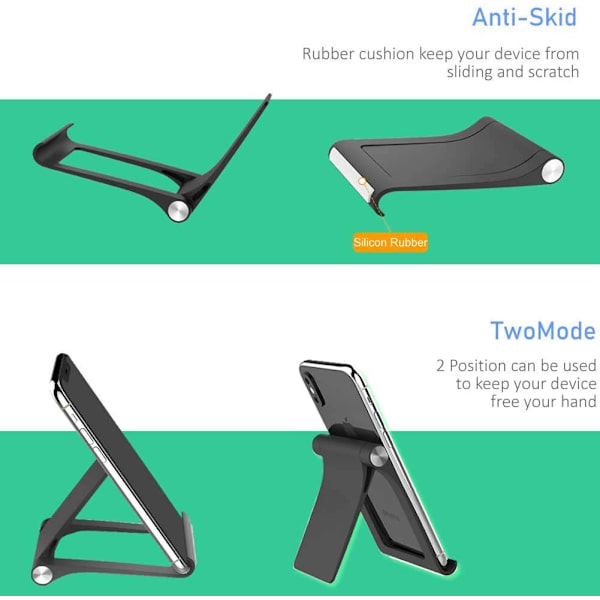 360° foldbart telefonstativ (sort)