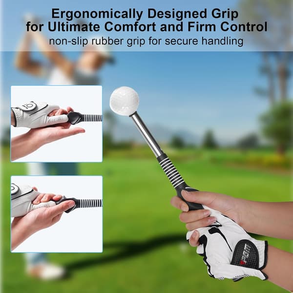 Right-Handed Golf Training Aid, Golf Training Aid Swing Trainer with 1 Arm Posture Correction Band, Telescopic Golf Simulator, Golf Practice