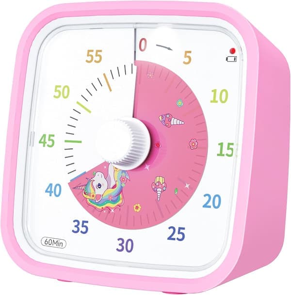 Barntimer 60 minutter nedtellingstimer for barn og voksne (Enhjørning Rosa)