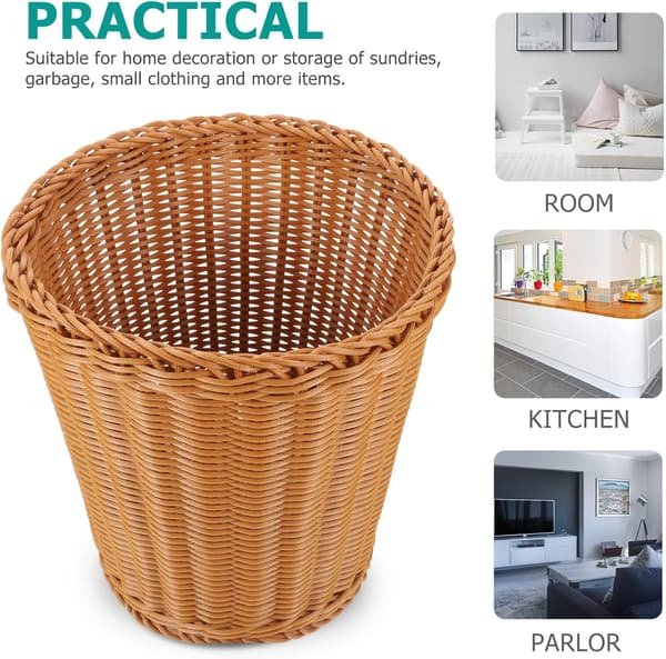 Woven Waste Basket Table Basket Trash Can Multifunctional Storage for Home Office Use