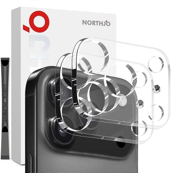 NORTHJO 2 pcs Camera Protector for iPhone 17 Pro Max, Tempered Glass, Clear Lens Film, 3D Full