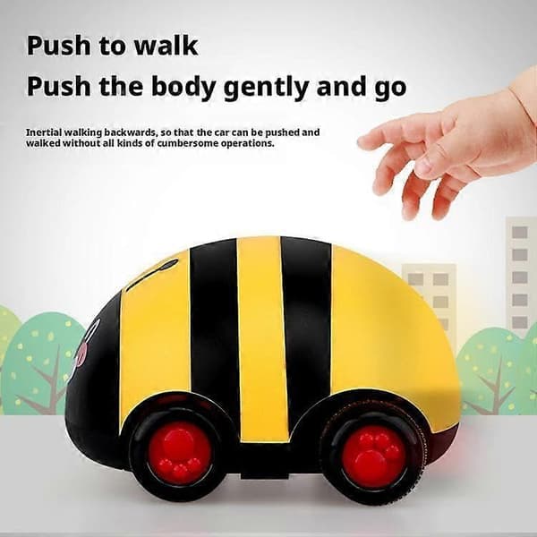 Ladybug-Shaped Pull-Back Car, Friction-Powered Educational Toy, Battery-Free, Interactive Parent-Child Fun, Yellow 1 pc