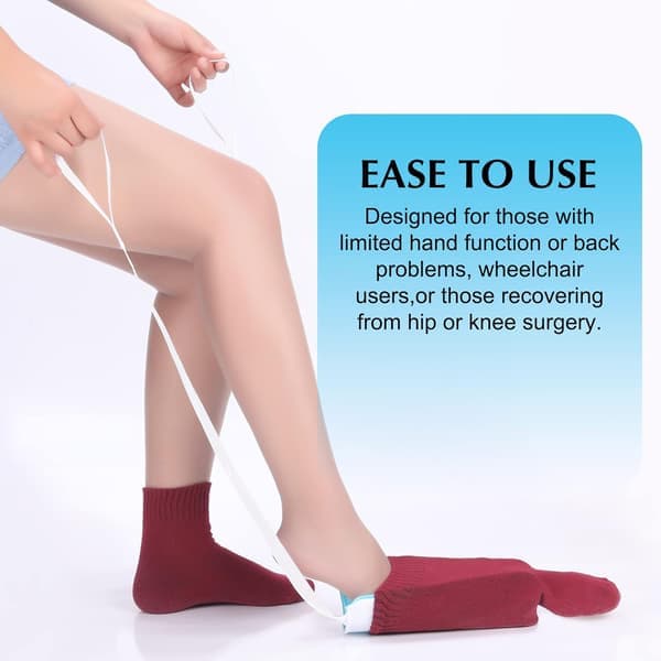 Sock Aid - Sock Puller for Seniors, People with Disabilities and Pregnant Women - Bend-Free Sock Aid Blue blue