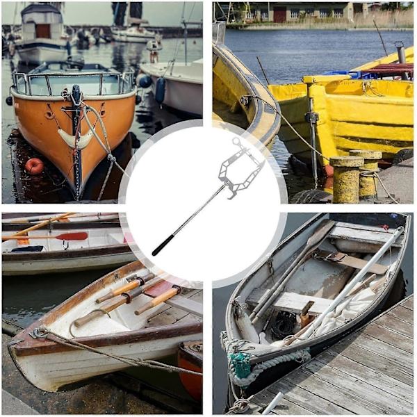 Telescopic Boat Dock Hook with Automatic Mooring Connection, Stainless Steel Telescopic Pole