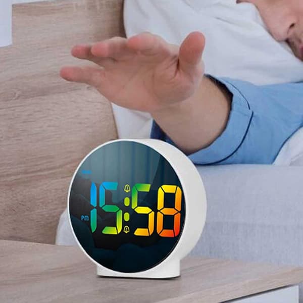 Unique Digital Alarm Clock with Color Display, Dual Alarm Mode, Energy-Saving USB and Battery (Black)