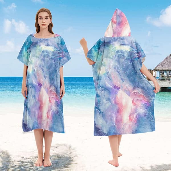 1 stk blå og lilla tie-dye badehåndklæde strandhåndklæder stor størrelse,