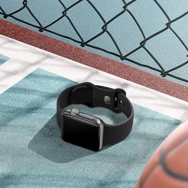 Silicone Band (Black, Large) Compatible with Apple Watch Band