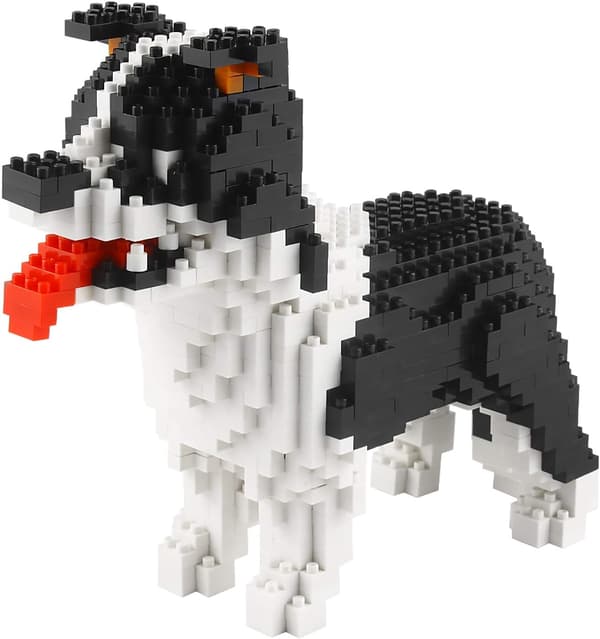 950 Bitar Border Collie Hund Mikrobyggstenar, Djur Mini Blockstenar Leksaksset KLJM-02 (Border Collie)