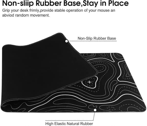 Gaming Mouse Pad - For Home Office and Gaming, Soft Smooth Surface, Non-Slip Rubber Base, Waterproof - 600x300x3mm