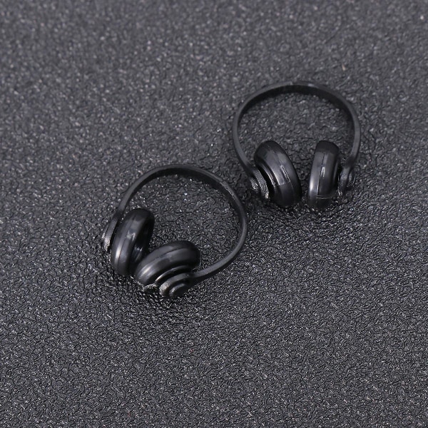 2 stk. Mini Dukkehørebøffer Computer Mini Headset Mini Pynt Hørebøffer Plastik Miniaturer Sort Black