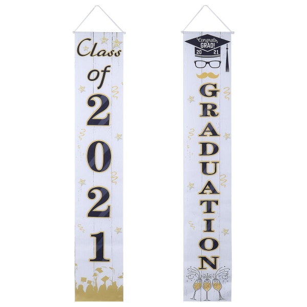 1 Pair Graduation Party Couplets Door Curtain Door Banner Graduation DecorationsWhite180x32x0.01cm