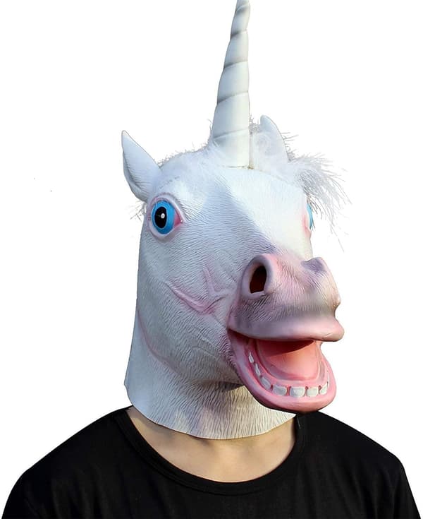Halloween-asu pää lateksinaamio yksisarvisnaamio
