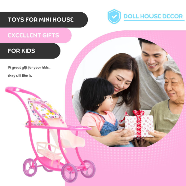 3 kpl Nukkekodin baby Simuloidut rattaiden lelut Lasten nukkekodin koristeet Vaaleanpunainen17x16cm Pink 17x16cm