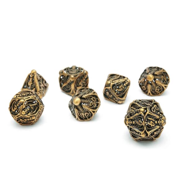 Metal Dice Skull Hollow Metal Polyhedral Dice Set