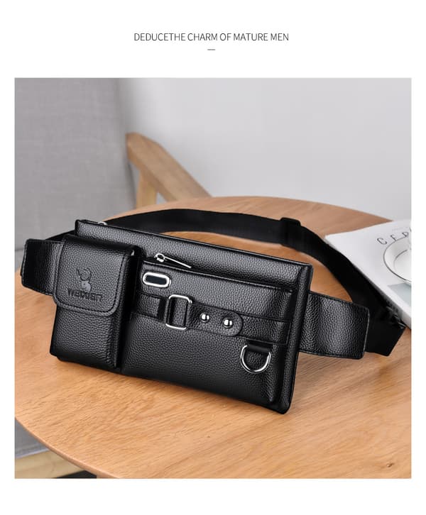 Multifunktionel Mobiltelefon Taske, Taljetaske, Crossbody-taske - Sort