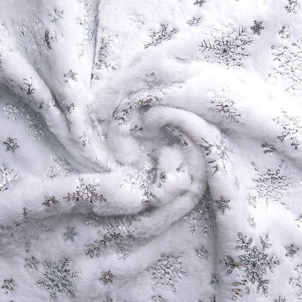 90 cm Christmas Tree Skirt, Large Silver Snowflake Christmas Tree Base Cover, Christmas Tree Mat