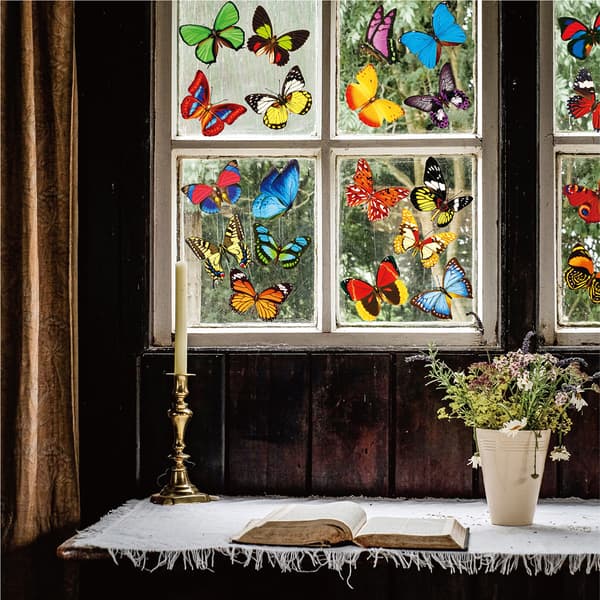Window Decals Large Fantastic Decorative Butterflies Static Clings - Helps Prevent Birds from Flying into Your Windows