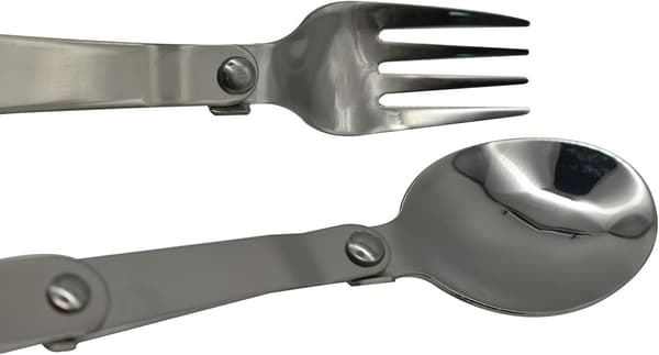 Sammenleggbart skje- og gaffelsett - 18/10 rustfritt stål for camping og reise 2 deler