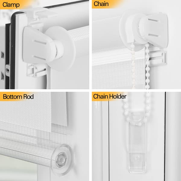 Day and Night Roller Blind, Double Fabric, Blind Without Drilling, Translucent Blackout and Privacy Protection, for Windows and Doors, Grey, 70 x 150Lcm
