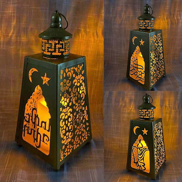 Hult Led Lys Bordpynt Måne Stjerne Landskab Lys Ornament Stil 3