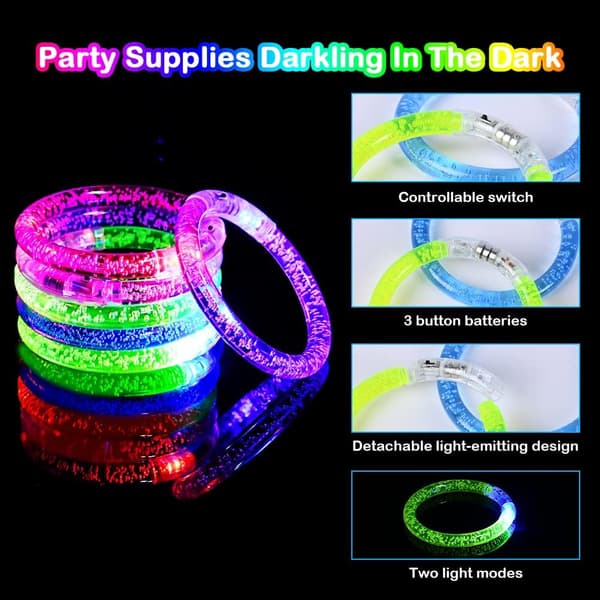 16 stk. LED-armbåndssæt, selvlysende LED-armbånd, festtilbehør, selvlysende tilbehør til børn og voksne