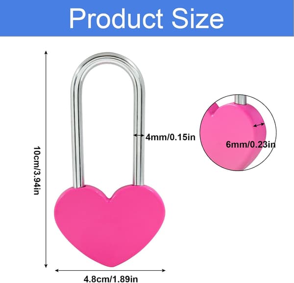 Rakkauslukko sydänriippulukko 2 kpl punainen 3,5\" 50mm Rose Red