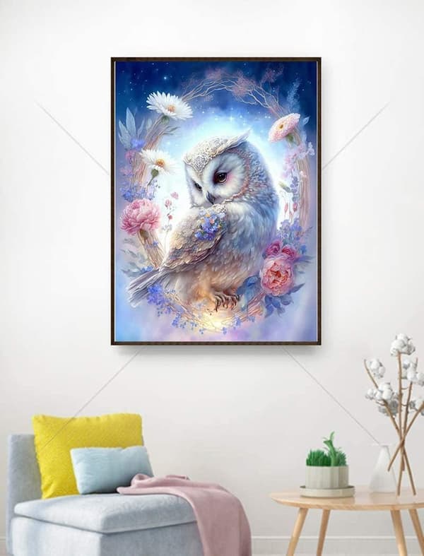 Ugler 30x40 cm Diamantmaling for voksne, DIY 5D Blomster Dia(f2)