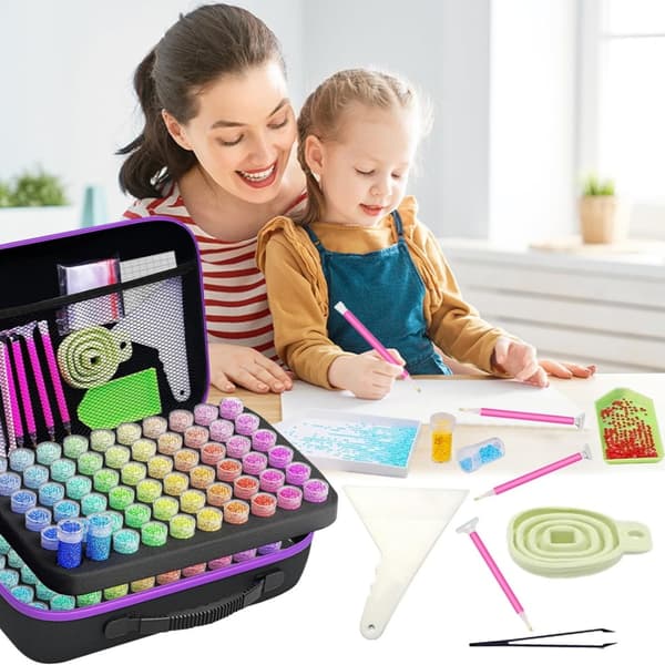 120 Grid Adult Diamond Art Kit Storage Container, Portable Bead Storage Box for Diamond Painting Accessories and Tools