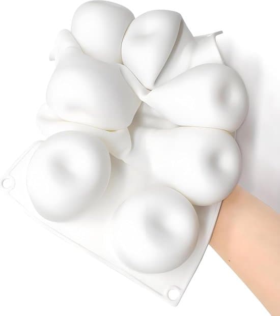 Silikonform med 8 hulrom for 3D-epleformer - Ideell for sjokoladebomber, kaker, gelé og kuppel-mousse