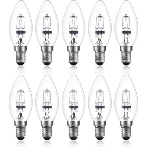 42W E14 C35 Dimbar Halogenlampe AC 220-240V Varmhvit 2700K E14 Klar Halogen Kronelyslampe (10 stk)