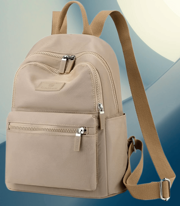 Collants Mini Backpack for Women Nylon Lightweight Backpack Purse Travel Daypack (Khaki)