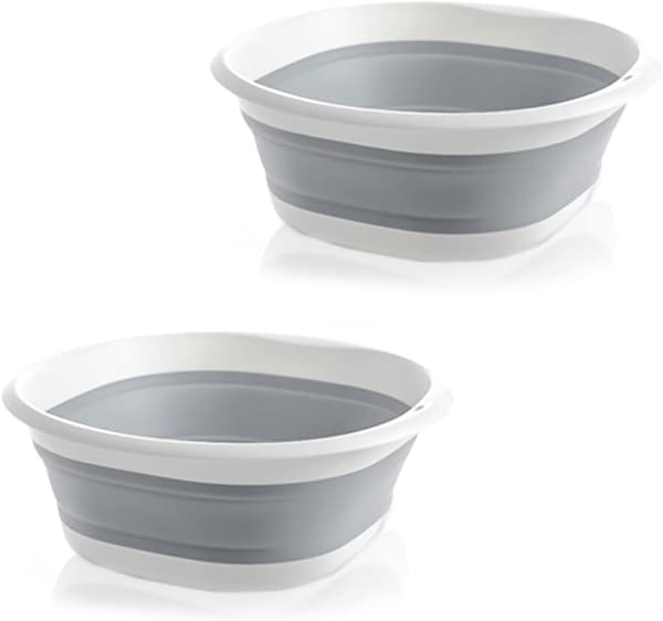Fällbar skål, 2-pack tvättkorgar, fällbar rund tvättkorg 25 cm för camping