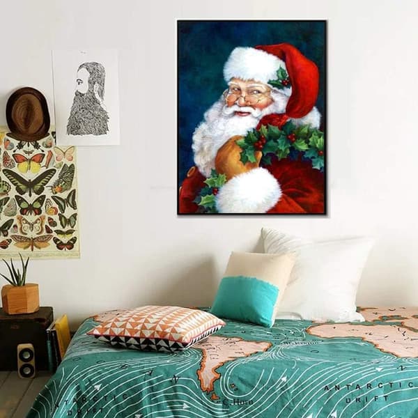 DIY 5D Diamantmaling efter nummer Kits Jul Fuld Rund Boremaskine