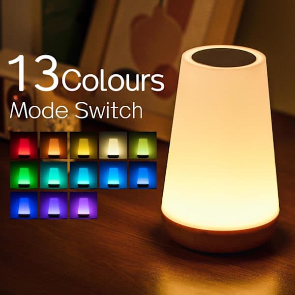 Night Light, LED Touch Bedside Lamp, 13 RGB Color Changes, 5 Brightness Levels, Timer Function, Rechargeable