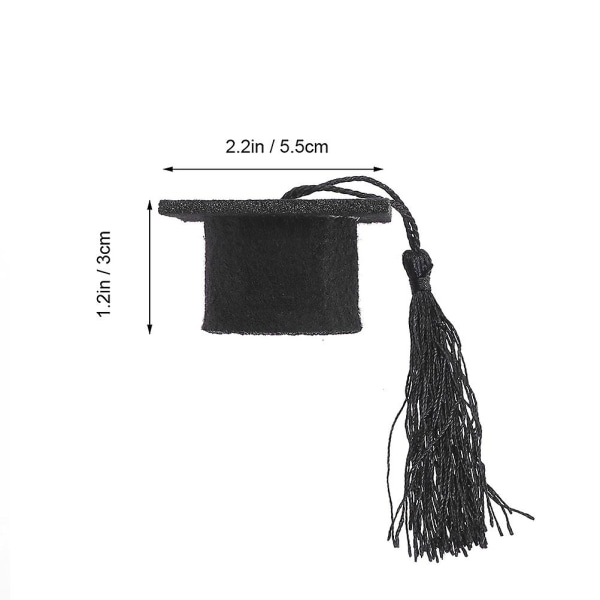 3 stk. Graduation Hat Flaskehætter Graduation Hat Flaske Topper Hat Flaskehætter Sort 5,5X3,2CM Black 5.5X3.2CM