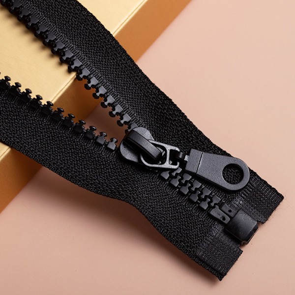 60cm/2 stk. Store Plastglidelåser med Dobbel Trekkflikk, Svart Bånd, Heavy Duty Glidelåser for Sy, Sovepose