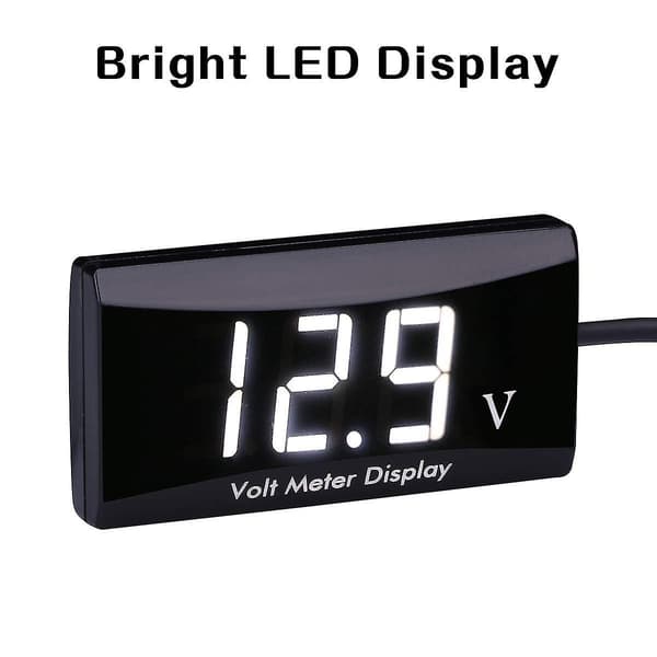 DC 12V Bil Digital Voltmeter Måler - Aimilar LED Display Spændingsvoltmeter til Bil Motorcykel (hvid)