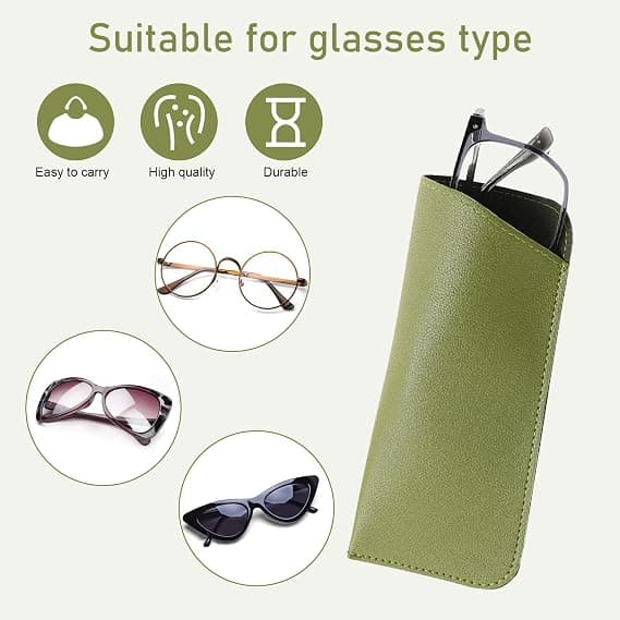 6 st mjuka glasögonfodral, bärbara PU-läderfodral för solglasögon