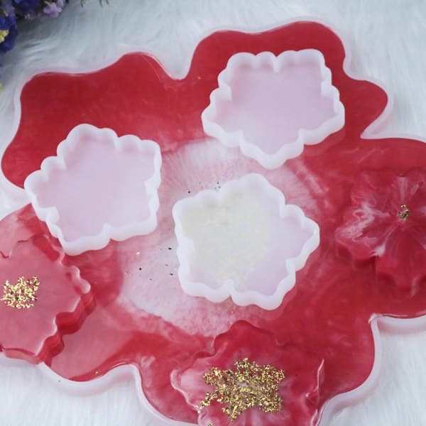 Crystal Epoxy Resin Mold Flower Coaster Casting Mold Handmade DIY Craft Silicone Mold Tool L L