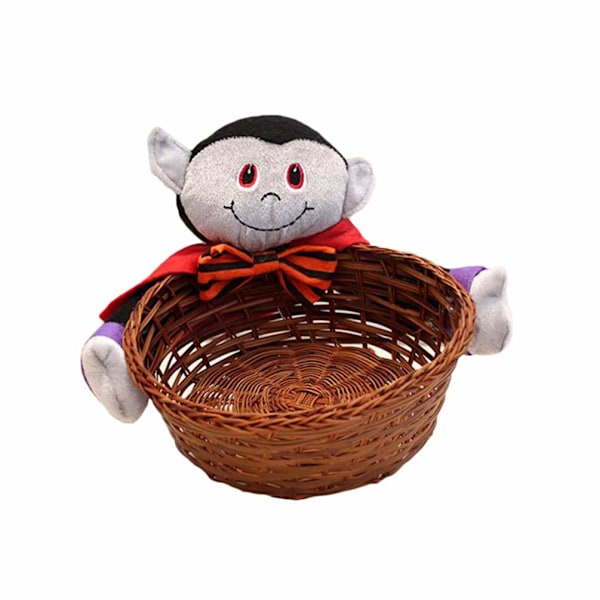 2 stk Halloween Græskar Kurv Trick or Treat Kurv Rattan Rund Frugtkurve Flettet Opbevarings skåle Brødkurv