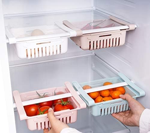 20x16x7cm Kylskåpsförvaringslåda Utdragbar Kylorganisatör Låda Förvaring för Kylskåp Håll Kylskåpet (2-pack)
