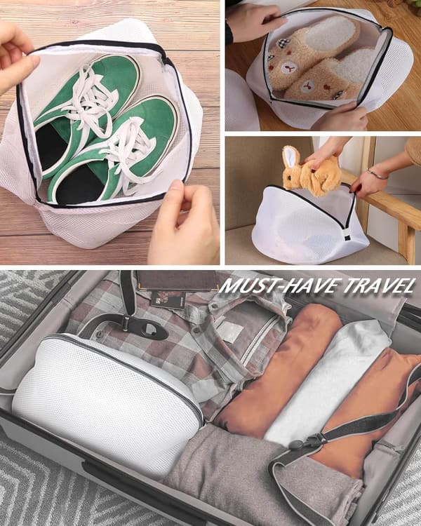 Vaskenet skopose, 2-delt net skopose vaskemaskine, til sneakers