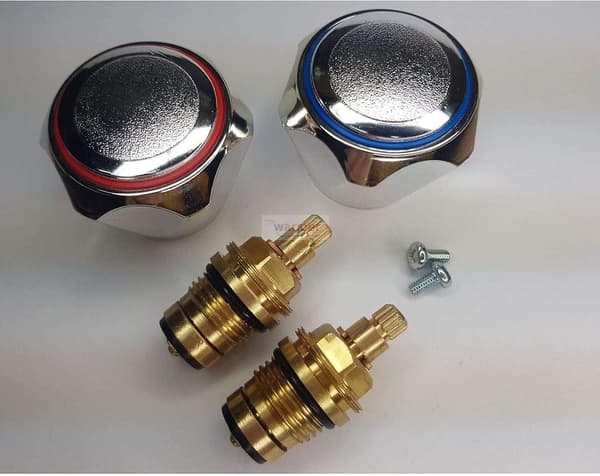 2\" Hot and Cold Standard Replacement Tap Chrome Head Red and Blue