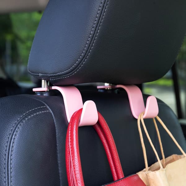 (Pink Set of 4) Car Headrest Hooks, Car Organizer Hangers Storage Hooks