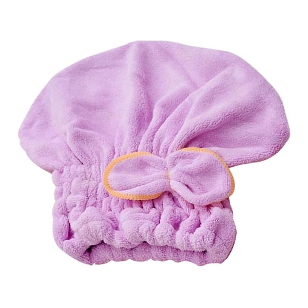 Bowknot Hair Drying Coral Fleece Shower Caps Elastic Bath Hair (purple)Violet