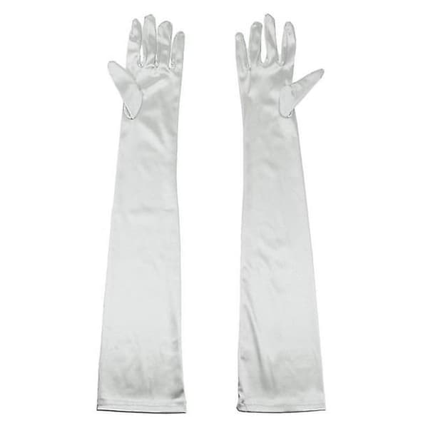 Elegante lange hvite aftenhansker for kvinner