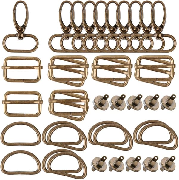40 stk metall tri-glide spenne + D-formede ringer + svingbare kroker + M